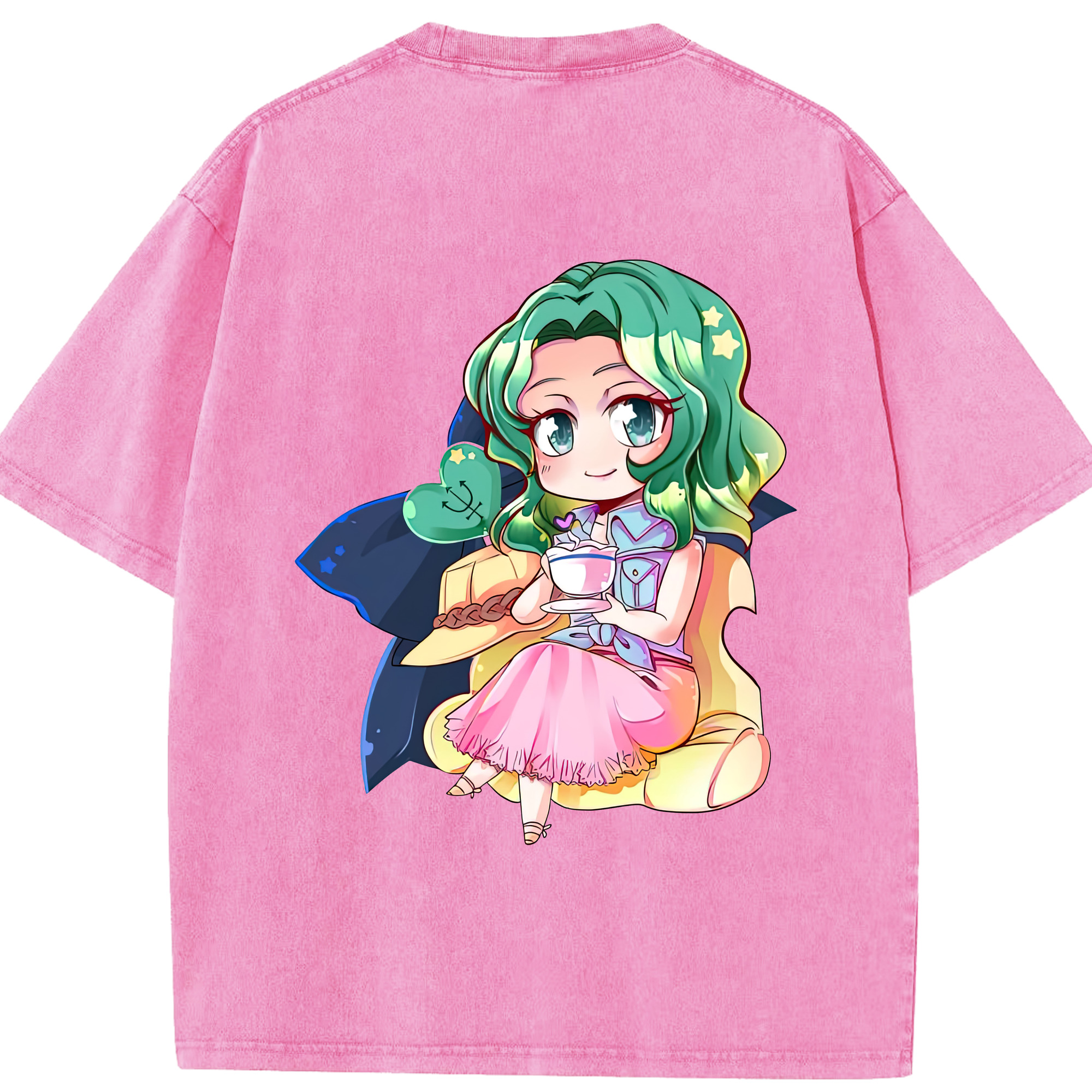 （画像用） 美少女戦士セーラームーン 海王 みちる（かいおう みちる） Sailor Moon Kaiou Michiru 綿100% ヴィンテージ風 半袖Tシャツ（背面プリント）